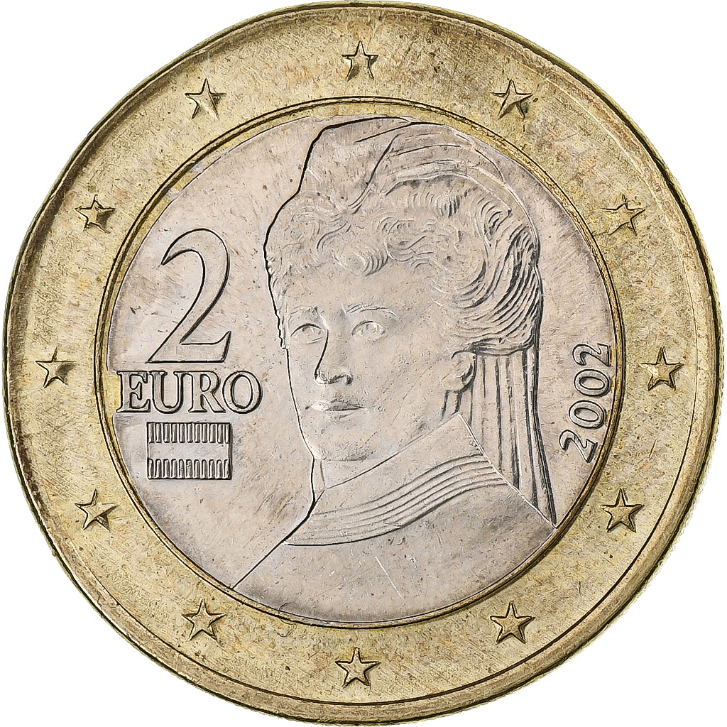 Österreich,
2 euro,
Schrötlingsfehler auf 1 Euro geprägt