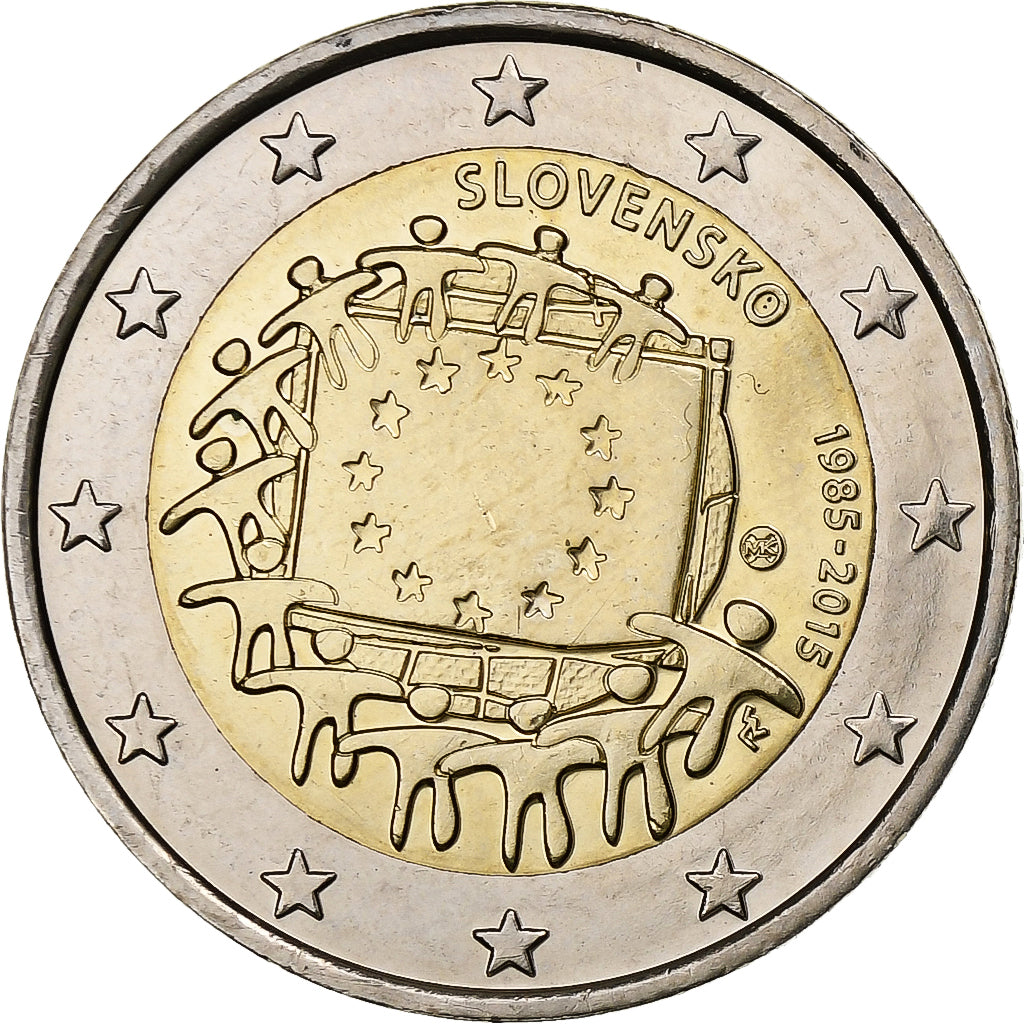 Słowak,
2 euro,
Flagge der Europeischen Union