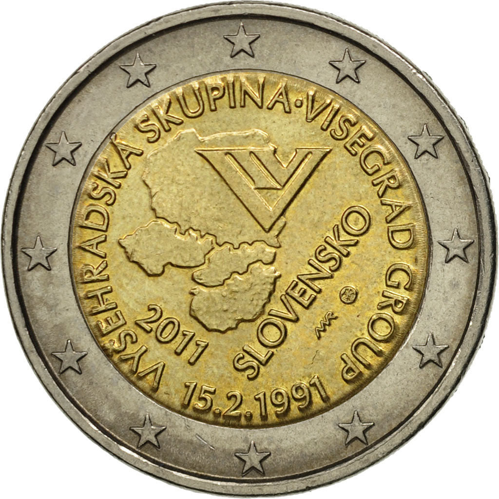 Słowak,
2 euro,
Wyszehradzkiej Skupiny