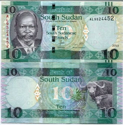 Sudan Południowy 10 funtów Bawoły 2015 P-12a