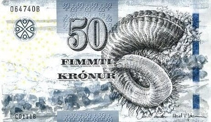 Wyspy Owcze 50 kroner Muszla 2001 P-24a