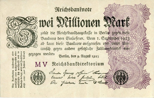 Niemcy Republika Weimarska 2 mln m 1923 P-104a
