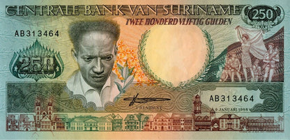 Surinam 250 guldenów Tukan 1988 P-134