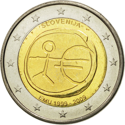 Słowenia, 
  
  2 euro, 
  
  10. Jahrestag der Europäischen Währungsunion