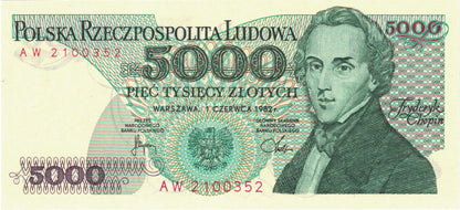 PRL 5000 zł Fryderyk Chopin 1982 P-150a AW