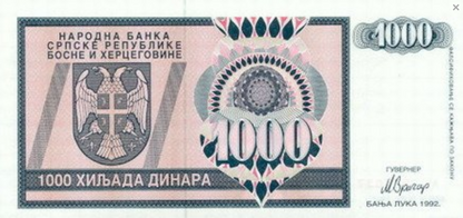 Bośnia i Hercegowina 1000 dinarów 1992 P-137